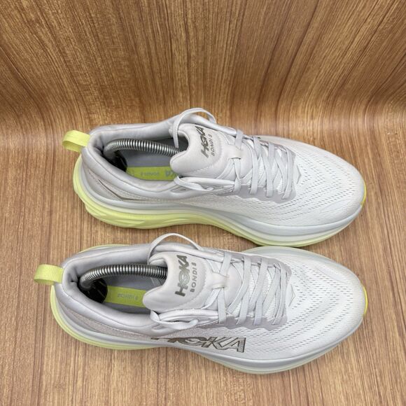 Hoka One One Bondi 8 Nimbus Cloud White Luminary Green Women’s Size 10 B - Picture 2 of 9